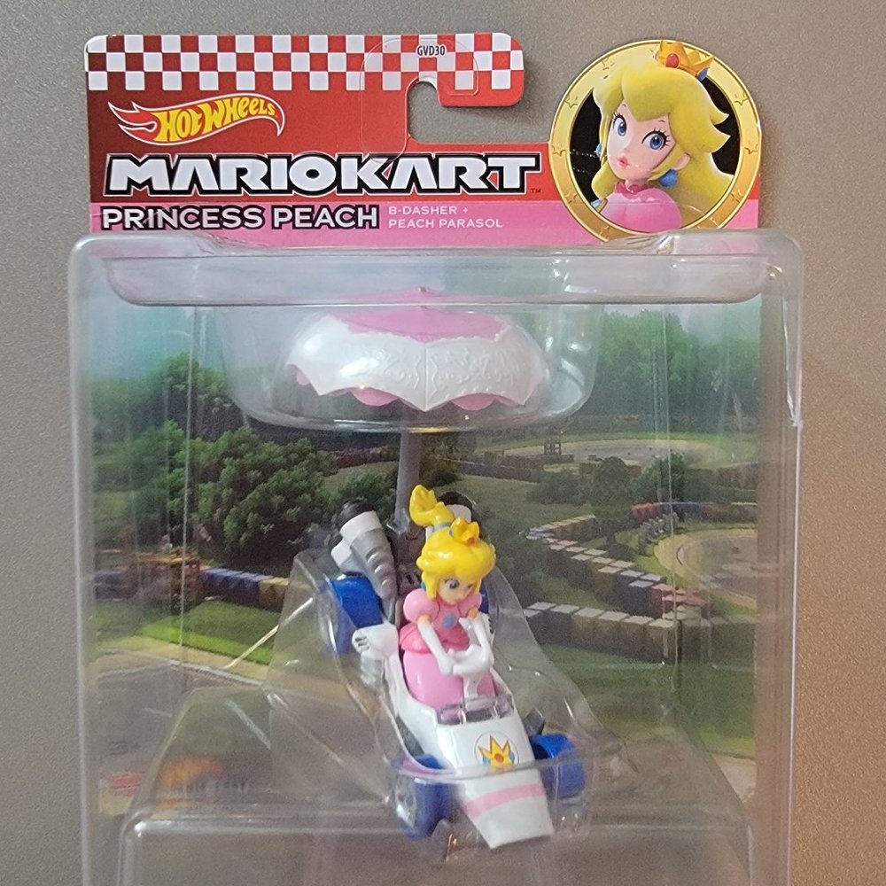 Hot Wheels Mario Kart PRINCESS PEACH: B-Dasher + Parasol, Die-Cast, new in box
